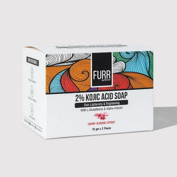 FURR 2% Kojic Acid Soap with Glutathione & Alpha-Arbutin | Cherry Blossom  Extract | Reduces Pigmentation | Gently Exfoliates | Unisex | Suitable For  All Skin Types | 75g (Pack of 2)